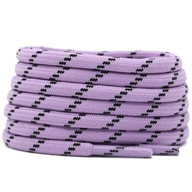 DELELE 2 Pair Round Climbing Shoelaces Light Purple Black Hiking Shoe Laces Boot Laces 49.20 inch