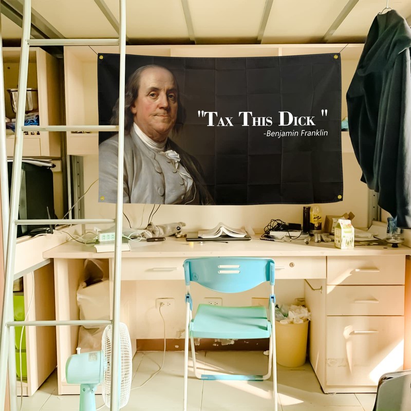 Benjamin Franklin Tax This Dick Flag Funny Flags for Room
