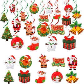 20 PCS Christmas Hanging Foil Swirl Decorations Set, Christmas Tree Spiral Pendant, Vibrant Spiral Ball Hanging Decor, for Santa Christmas Accessories, Party Ornament, Pendant Home Decor Paper