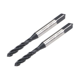 sourcing map M4 x 0.7 Spiral Flute Thread Tap, Metric Machine Threading Tap HSS Nitriding Coated, Round Shank with Square End, H2 Tolerance, 2pcs