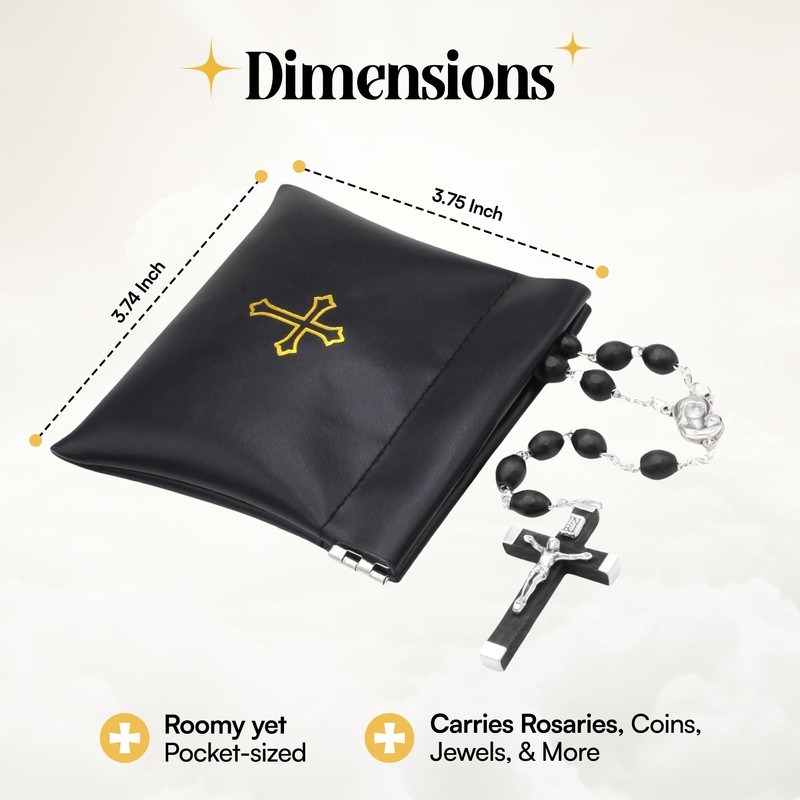 Squeeze-Top Faux Leather Rosary Pouch - Compact White Case for