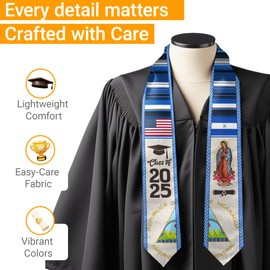 CHMKMF Nicaragua Graduation Stole, Nicaraguans American Flag Graduation Sash, Class of 2025 Graduate Honor Stole Classic End Design