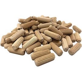 100 Pack 5/16" x 1" Wooden Dowel Pins Wood Kiln Dried Fluted and Beveled, Made of Hardwood
