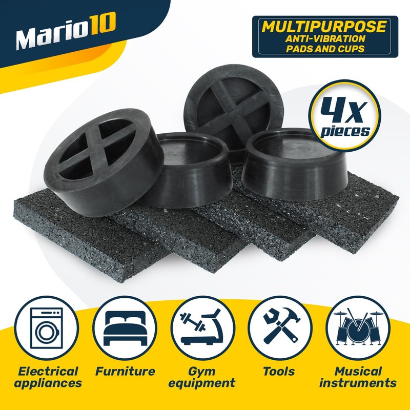 Mario10 Multipurpose Anti-Vibration Pads and Cups (black-cups, set)