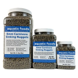 Aquatic Foods Inc. 6mm - 1/4" Carnivore Sinking Pellets for Carnivore Cichlids, Catfish, Monster Fish, Bottom Grazers, All Medium to Large, Also Koi & Pond Fish. - WL…11oz Jar