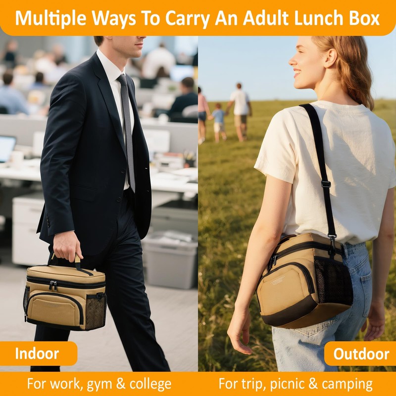 Vankor Insulated Lunch Bag for Men Women, Reusable Lunch Box
