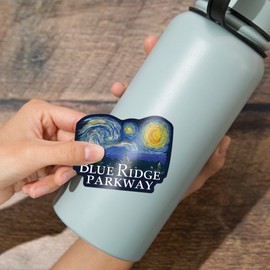 Die Cut Sticker Blue Ridge Parkway, Starry Night, Vinyl Sticker 3 to 6 inches, (Waterproof Decal for Cars, Water Bottles, Laptops, Coolers), Large