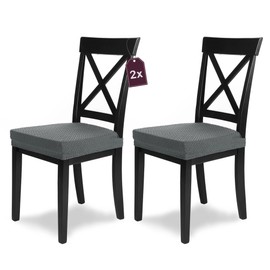 SCHEFFLER-Home Stretch Chair Cover Luna Anthracite / Chair Covers Set of 2 Elastic Flannel Chair Covers / Elegant Seat Covers for Chairs / Chair Covers Grey Velvet with Elastic Band