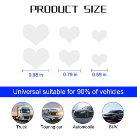 Zpana Car Rearview Mirror Decal, 2PCS Heart Vehicle Rear View Sticker, Waterproof Automotive Window Bumper Laptop Protector Decor Accessories, Universal for SUV, Sedan, Truck (White)