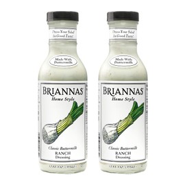 BRIANNAS - Home Style Classic Buttermilk Ranch Dressing – Fine Salad Dressing made with Premium Ingredients - Gluten Free, Kosher, & Low Sugar Dressing - 12 oz. Bottles - 2 Pack