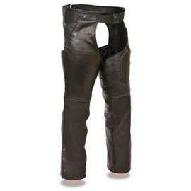 Milwaukee Leather LKM5780 Men's Black Leather 3 Pocket Chaps with Thigh Patch Pocket - 2X-Large