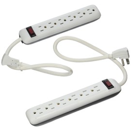 POWER ZONE OR7000X2 Powerzone Power Strip, 125 V, 15 A, 6 Outlet, White