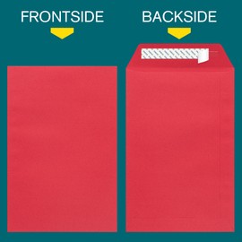 6x9 Red Envelopes Self Seal, 25/pack, Colored Envelopes Letter Size 6 x 9 inch, Open End Flap Style for Cards, Invitations, Holiday, Postcards, Gifts, 32lb Paper, for 5x7 Cards