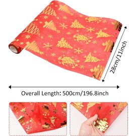 Pagezol 28cm × 5m Christmas Table Runners,Red Table Runner Xmas Decor,Hot Stamping Christmas Table Runner,Red Rectangular Christmas Tablecloth,for Christmas Table Decoration
