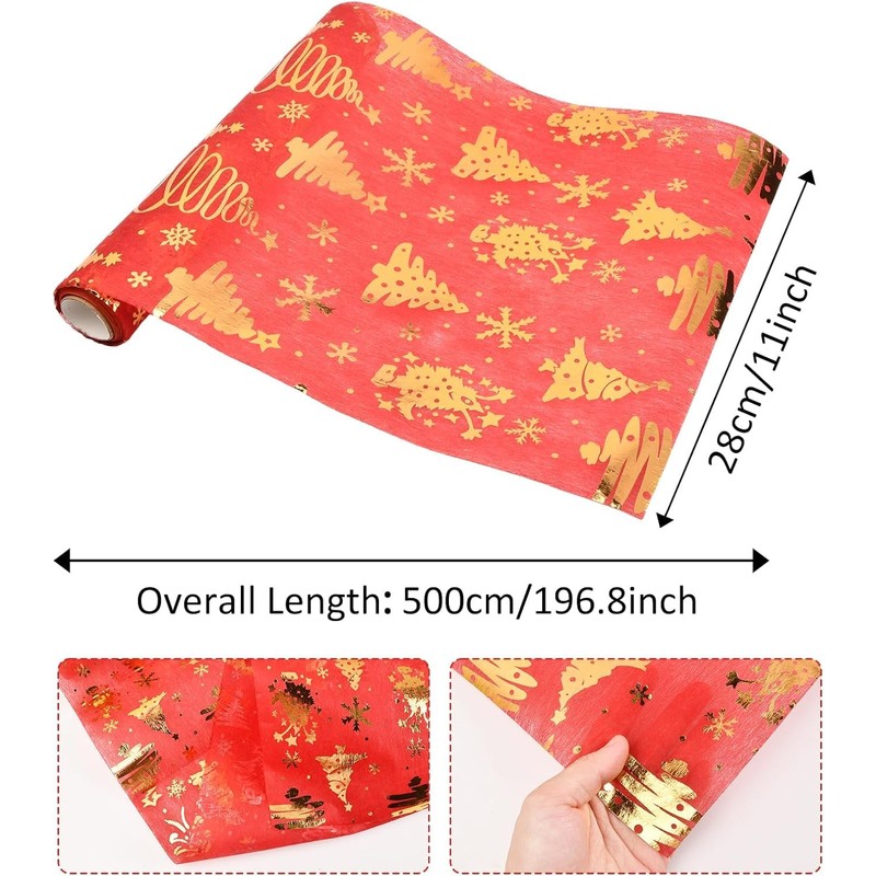 Pagezol 28cm × 5m Christmas Table Runners,Red Table Runner Xmas