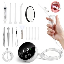 Tonsil Stone Remover, Electric Tonsil Stone Vacuum Removal Kit with Tip-Mounted Adjustable LED Light, 3-Level Gentle Suction, Soft Silicone Tips, Clear Detachable Collection Cup for Home Oral Care