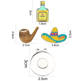 Eshan Golf Ball Markers Magnetic Hat Clips Set Golf Bag Accessories Gift for Men Women Golfer Fan (5 Ball Markers & 1 Hat Clip) (Hat Pipe T)