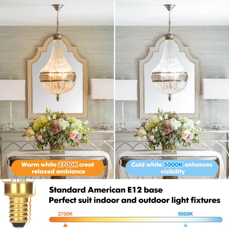 GoBright Dimmable LED Candelabra Bulbs 40W Equivalent, 24-Pack 2700K Soft