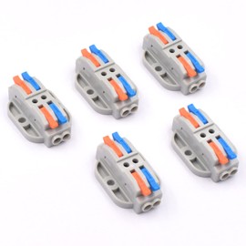 Duttek Wire Connectors Nuts Kit 5Pcs,3 in 3 Out Compact Splicing Wire Connectors with Colored, for Quick Connect 28-12 AWG