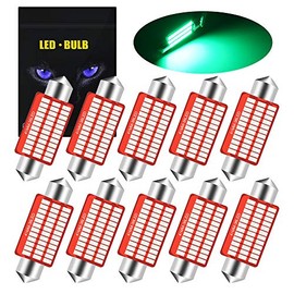 YEERON 578 211-2 LED Bulb Super Bright 36SMD 3014 Chips 41mm 42mm CANBUS Festoon 212-2, 2112, 2122, 214-2, 6411, 560, 569 LED Interior Dome Map Trunk Step Courtesy Lights.Green.(10-Pack)