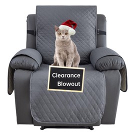 XINEAGE Water Resistant Recliner Cover, Nonslip Recliner Chair Covers for Reclining Chair with Pockets, Quilted Thick Recliner Slipcovers for Pets and Kids (Recliner Chair, Dark Gray)