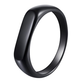 Mens Stainless Steel Signet Rings Silver/Black/Gold Square Pinky Ring for Men Women Cool Ring for Him Dad 4mm Black Size 9