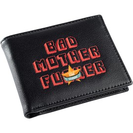 jimmyxqw Embroidered Bad Mother Leather Wallet, red, Fashion