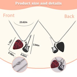 Red Guitar Pick Necklace for Women Men Music Fans Christmas Birthday Gifts for Guitarist Guitar Player Music Accessories for Teachers Appreciation Gifts Guitarist Guitar Charm Necklaces for Rock Music Lovers