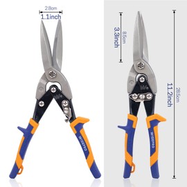 WISEPRO 10”/ 12” Aviation Snips (Straight/Left/Right), Compound Action Metal Cutter, Heavy Duty Tin Cutting Shears