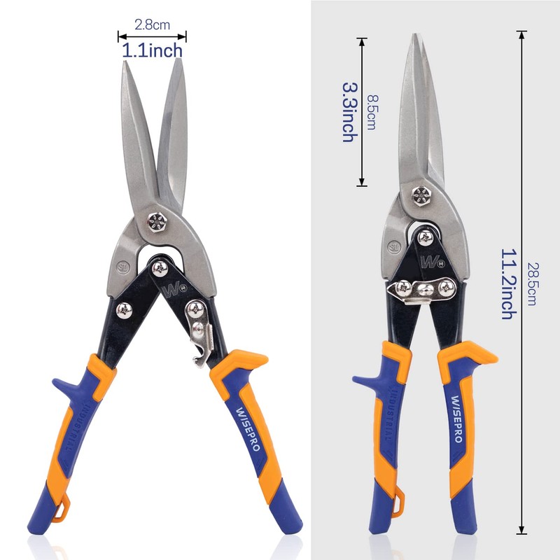 WISEPRO 10”/ 12” Aviation Snips (Straight/Left/Right), Compound Action Metal Cutter,