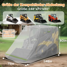 Skid Steer Cover(For Cab Skid Steer)-Skid Steer Rain Cover Fits Bobcat S62/650,Kubota SSV/SVL65/75,New Holland L320/328, DuPont Oxford Steer Loader Cover,Skid Steer Tarp with Reflective Strips, Buckle