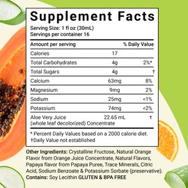 Aloe Life - Whole Leaf Aloe Vera Juic, Certified Organic, Gluten-Free (Orange Papaya, 16 oz)