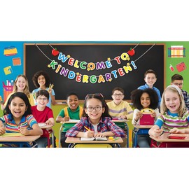 WALENGIF Back to School Banner Decorations - First Day of Kindergarten Banner - Welcome to Kindergarten Banners -1st Day of School Garland for Kindergartens Preschool Bulletin Board Classroom Decor