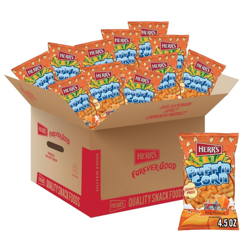 Herr's Cheesy Hulless Puff'n Corn, 4.5 Ounce (Pack of 12