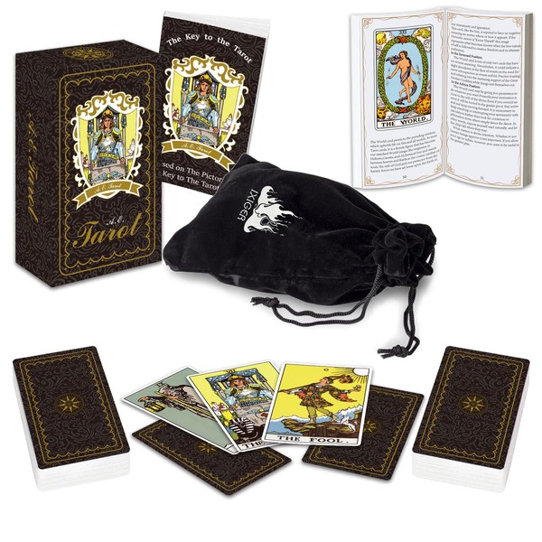IXIGER Tarot Cards Deck with Guide Book,Tarot Cards Deck,Tarot Card,Tarot Cards for Beginners,Tarot Cards Set 78 Pcs,Classic Tarot Cards Deck for Expert Readers with Black Velvet Pouch Bag