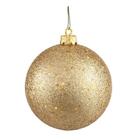 Vickerman 4" Plastic Ball Ornaments in Sequin Gold (Set of 6)