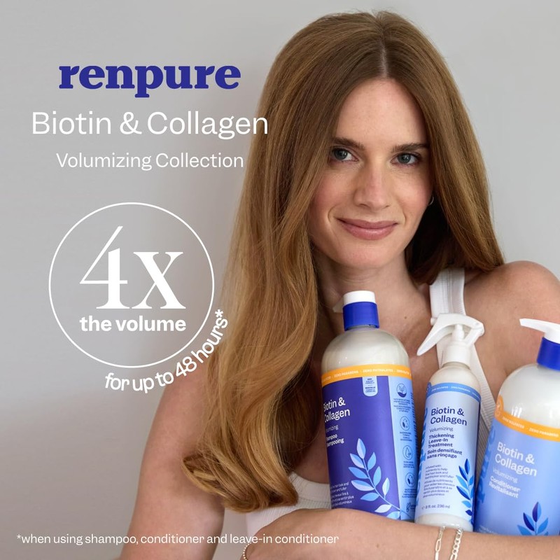 Renpure Biotin & Collagen Leave-In Conditioner Treatment - For Fuller,