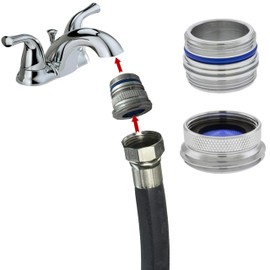 Cache to Hose Faucet Adapter - Convert Hidden Aerator to Take 3/4" Male for Kitchen Appliances Metal Design Attachment (Junior)