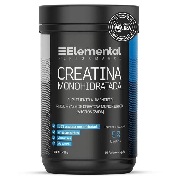 Elemental Creatina Monohidratada Micronizada, Hecho por PiSA, Pureza Certificada Laboratorio