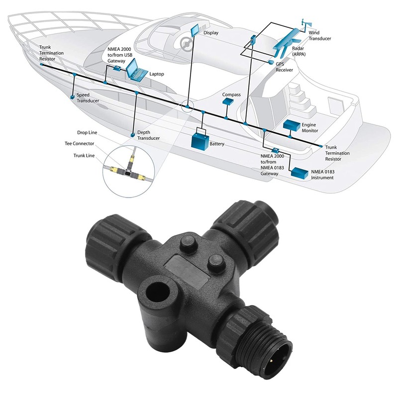 for NMEA 2000 T Connector 3 Port 5Pin M12 Thread