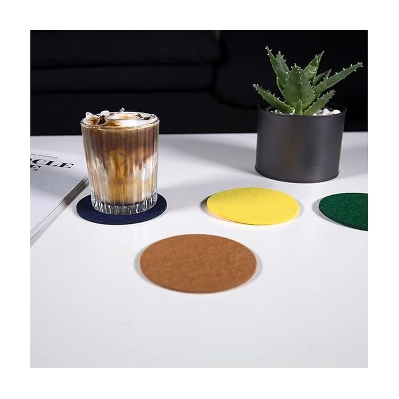 6 PCS Gray Felt Coasters, 10cm Round Felt Coasters, Heat