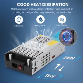 NUOWEIDE New Version 110V AC to 12V DC Converter Power Supply, AC to DC Converter 12v 50A 600W Switch Power Supply Transformer for RV, Pump, LED Strip, LCD Monitor