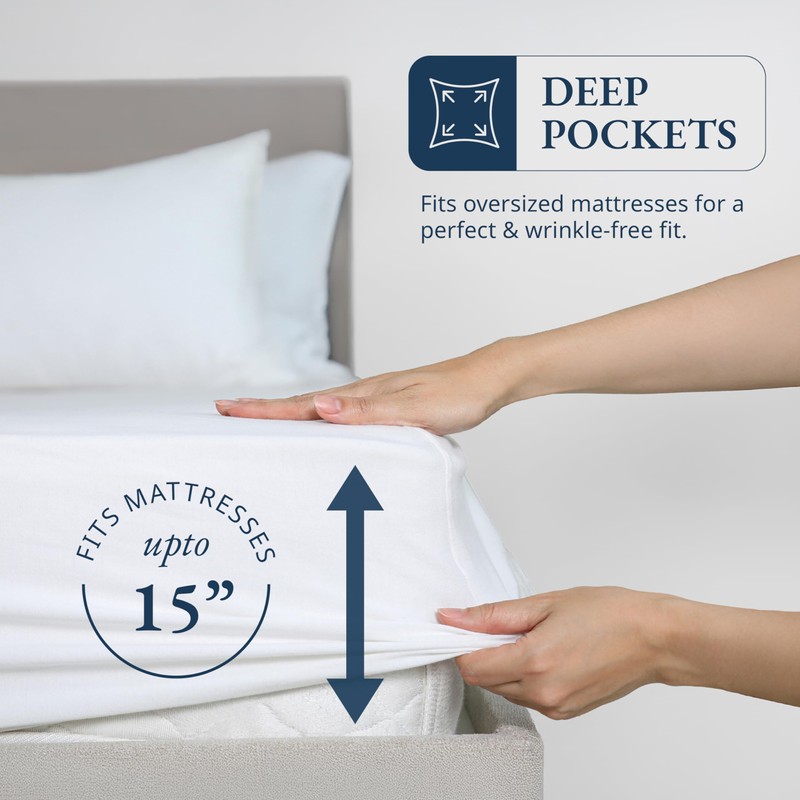 LANE LINEN Lane Linen Twin Fitted Sheet, 100% Organic Cotton,
