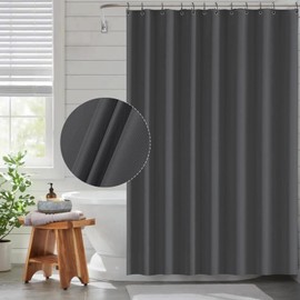 Funria Shower Curtain, Dark Grey, 180 x 200 cm, Eva Bath Curtain, Anti-Mould, Waterproof Bathroom Curtains with 12 Shower Curtain Rings, Shower Curtain, Bathtub