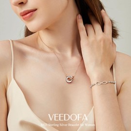 VEEDOFA Sterling Silver Bracelet for Women Silver Bead Bracelet 925 Silver Bracelet Infinity Bracelet Gift for Women Jewellery for Women