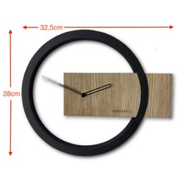 FLEXISTYLE Wall Clock, Wood, Black, 32 cm