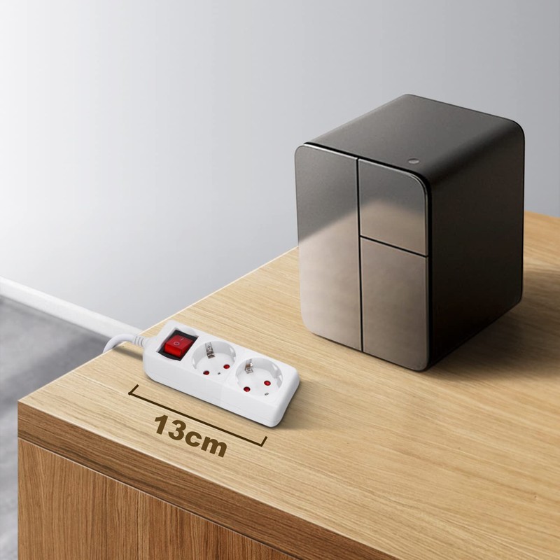 Aigostar Steckdosenleiste 2-fach mit Schalter Tischsteckdose Kindersicherung 3g1.0m㎡ 1.5 m
