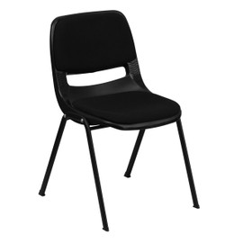 Flash Furniture Black Padded Ergonomic Shell Chair with Right Handed Flip-Up Tablet Arm