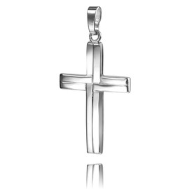 JEVELION Cross Pendant for Women, Men and Children as a Necklace Pendant with Jewellery Case, Silver