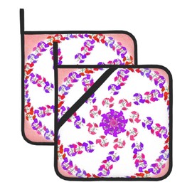 BROLEO round flower picture Two piece square insulated pot holder cover 8x8 in : Thick and durable, Anti-scalding and easy to clean